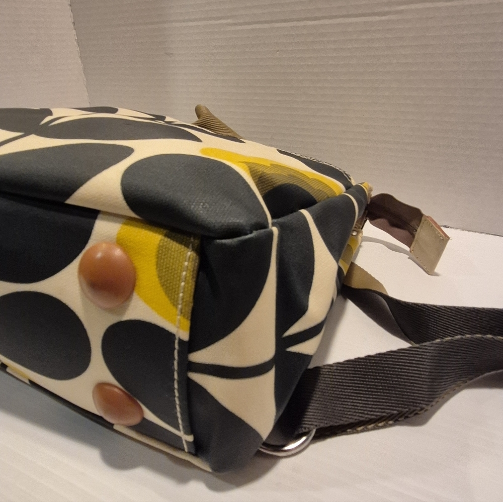 ORLA KIELY Back Pack Olive Blue Green Block Flower Mint Coated Canvas - Picture 8 of 12